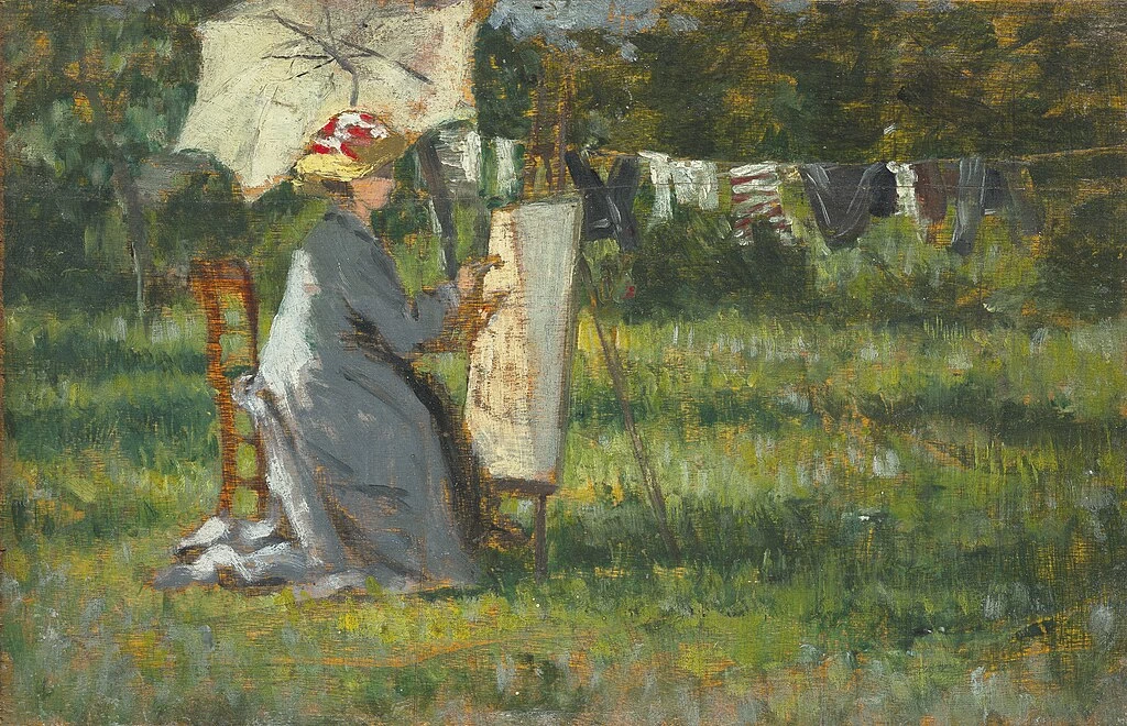 Pittore in un giardino